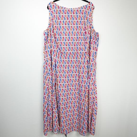 eShakti Seahorse Graphic Print Sleeveless Modest Knee-Midi Dress Pockets 5X 32W - Picture 1 of 13